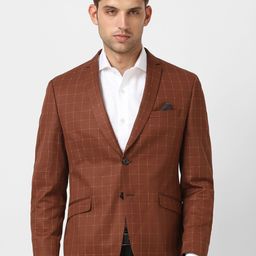 V Dot Checked Single-Breasted Blazer-image-94