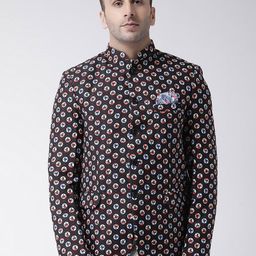 Hangup Men Black Printed Single Breasted Blazer-image-60