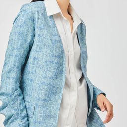 Contemponari Printed Tailored-Fit Linen Open Front Blazer image 4