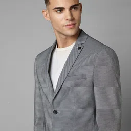 Allen Solly Checked Slim Fit Notched Lapel Single-Breasted Casual Blazer image 2