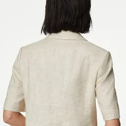 Marks & Spencer Notched Lapel Collar Cropped Single-Breasted Blazer image 2