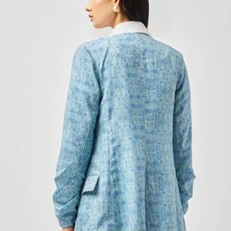 Contemponari Printed Tailored-Fit Linen Open Front Blazer image 2