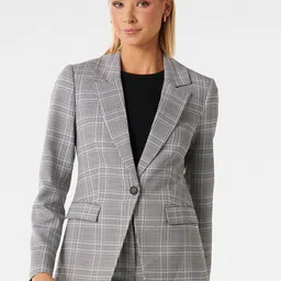 Forever New Checked Single-Breasted Tailored-Fit Formal Blazers-picture-46