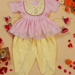SAKA DESIGNS Girls Embroidered Regular Gotta Patti Kurta with Dhoti Pants-picture-36