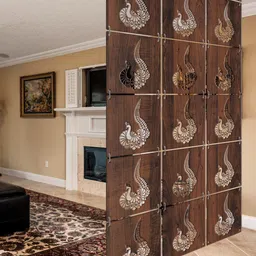 RANDOM Room Divider Brown & White 12 Pieces Ethnic Motifs Window Blinds-48