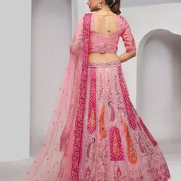 ODETTE Embellished Thread Work Semi-Stitched Lehenga & Unstitched Blouse With Dupatta image 4