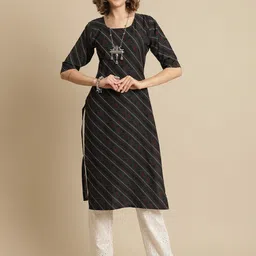 7threads KALINI Pack Of 2 Geometric Printed Block Print A-Line Regular Kurtas image 2