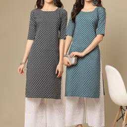 KALINI Women Pack of 2 Printed Crepe Kurta-image-79