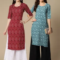 KALINI Women Pack Of 2 Printed Summer Sheers Crepe Kurta-image-74