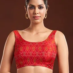 SALWAR STUDIO Ikat Print Silk Saree Blouse-image-14