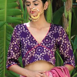 Chidiyaa Women Purple Printed Silk Saree Blouse-image-17