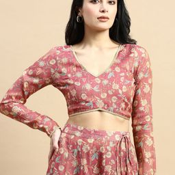 De Moza Floral Printed Saree Blouse-image-55