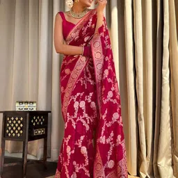 S.K.C Ethnic Motifs Zari Banarasi Saree-43