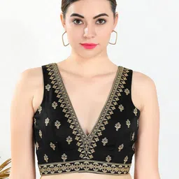 SALWAR STUDIO Embroidered Mulbury Silk Saree Blouse-picture-42