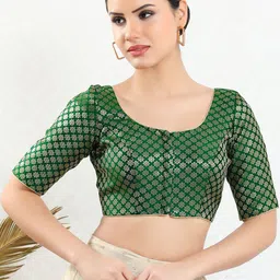 SALWAR STUDIO Floral Woven Design Brocade Saree Blouse-46