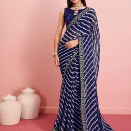 VAIRAGEE Leheriya Embroidered Georgette Saree-image-28