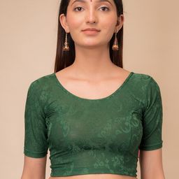 Bindigasm's Advi Floral Woven Design Stretchable Jacquard Saree Blouse-image-13