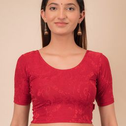 Bindigasm's Advi Floral Woven Design Stretchable Jacquard Saree Blouse-43