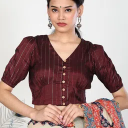 Llajja Striped Cotton Saree Blouse-17