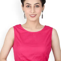 Llajja Pure Cotton Boat Neck Non Padded Saree Blouse-picture-47