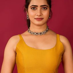 flaher Round Neck Satin Readymade Saree Blouse-image-93