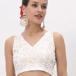 studio rasa Block Printed Sleeveless Saree Blouse-4