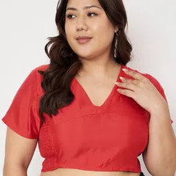 studio rasa Plus Size V-Neck Stretchable Saree Blouse-20