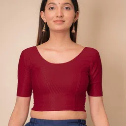 Bindigasm's Advi Self Design Cotton Stretchable Saree Blouse-image-8