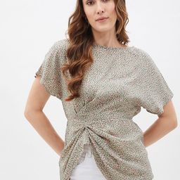 Kibo Floral Print Extended Sleeves Crepe Cinched Waist Top-picture-13