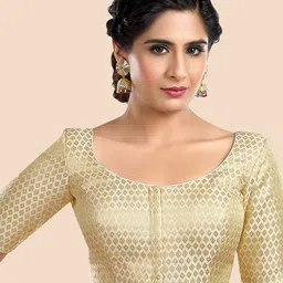 neckbook Women Cream-Coloured Woven Design Saree Blouse-image-47