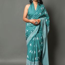 PALLO LATKE Kalamkari Pure Cotton Block Print Saree-16
