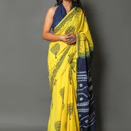 PALLO LATKE Ethnic Motifs Pure Cotton Block Print Saree-image-59