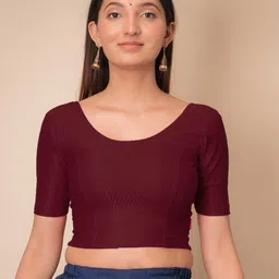 Bindigasm's Advi Self-Design Stretchable Cotton Saree Blouse-image-21