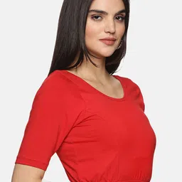 NOT YET by us Plus Size Back Printed Stretchable Saree Blouse image 3