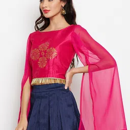 studio rasa Ethnic Motifs Printed Saree Blouse image 3