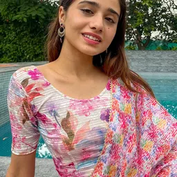 Bindigasm's Advi Floral Printed Stretchable Velvet Saree Blouse-picture-49