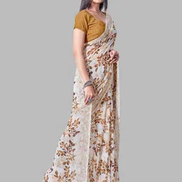 SANJANA SILK Floral Printed Pure Georgette Saree-image-4