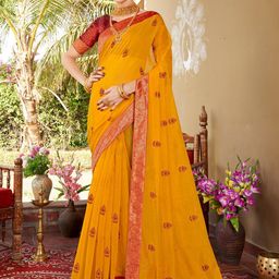 Anouk  Ethnic Motifs Embroidered Zari Art Silk Chanderi Saree-19