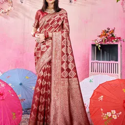 Anouk Ethnic Motifs Woven Design Zari Chanderi Saree-image-16