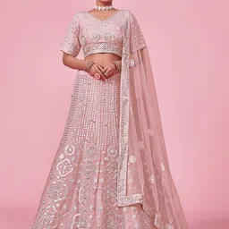 Fusionic Embroidered Semi-Stitched Lehenga & Unstitched Blouse With Dupatta-image-65