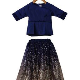 PICCOLO Navy Blue Ready to Wear Lehenga with Blouse-image-4