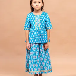 Sangria Girls Ethnic Motifs Printed Pure Cotton Lehenga Choli-image-38