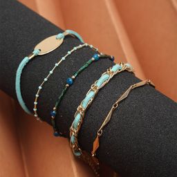 Madame Women 5 Rose Gold & Blue Rose Gold-Plated Link Bracelet-26