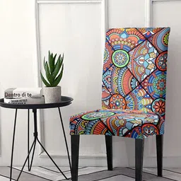 Cortina Orange & Blue Printed Super Stretchable Chair Covers-42