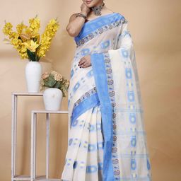 Ruuprekha Woven Design Pure Cotton Fusion Taant Saree-picture-20