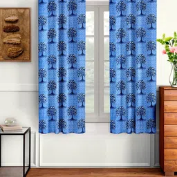 Cortina Navy Blue & White 2 Pieces Quirky Printed Window Curtains-picture-11