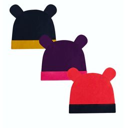 A.T.U.N. Infant Girls Pack of 3 Colourblocked Pure Cotton Beanies-image-33
