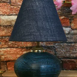 foziq Blue Textured Terracotta  Triangle Table Lamps-54
