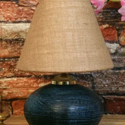 foziq Blue & Beige Textured Table Lamp-58