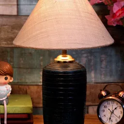 foziq Blue Textured Terracotta Table Lamps-19